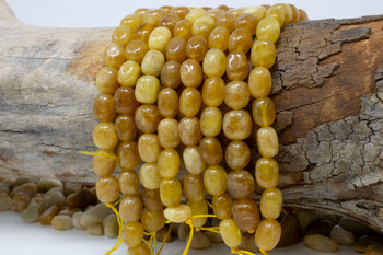 Jade Polished 8x11mm Pebble - Dyed Butterscotch - 7.5" Strand
