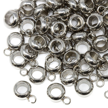 Silver Plated Stainless Steel 4.6mm Hole - Tube with Bail